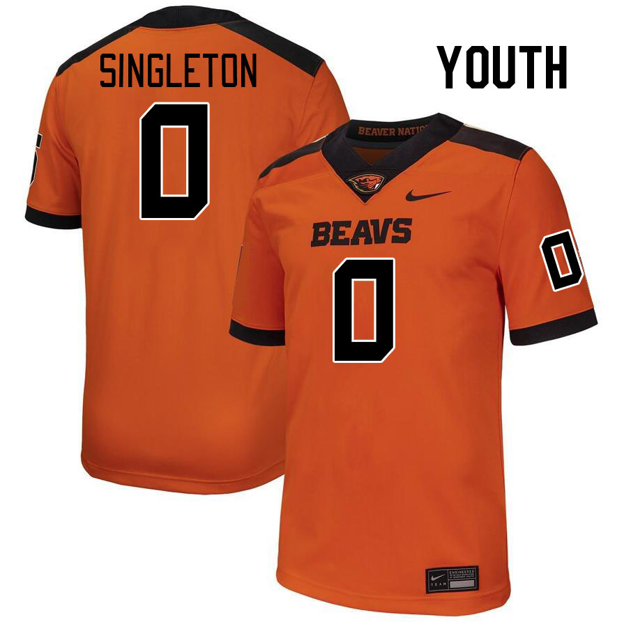 Youth #0 Kobe Singleton Oregon State Beavers College Football Jerseys Stitched-Orange